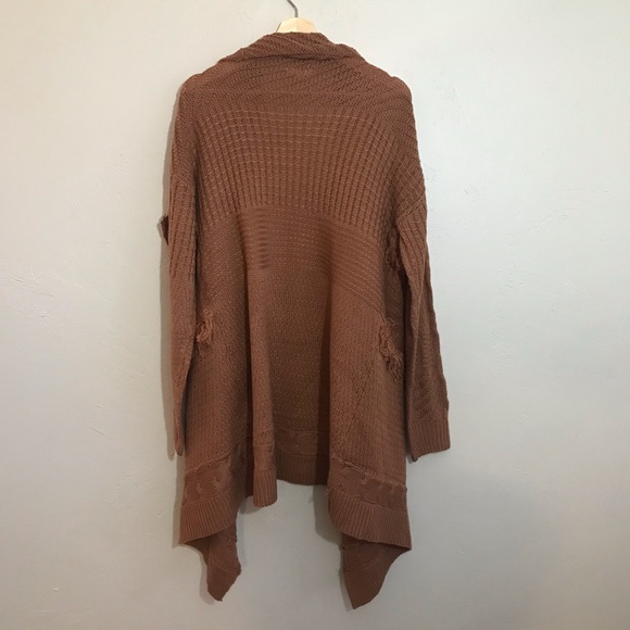 Blanket cable fringe waterfall cardigan sweater - Picture 7 of 7